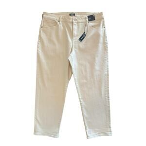 NWT Express Boyfriend Mid Rise Cream White Denim Jeans Pants Women’s Size 16 NEW
